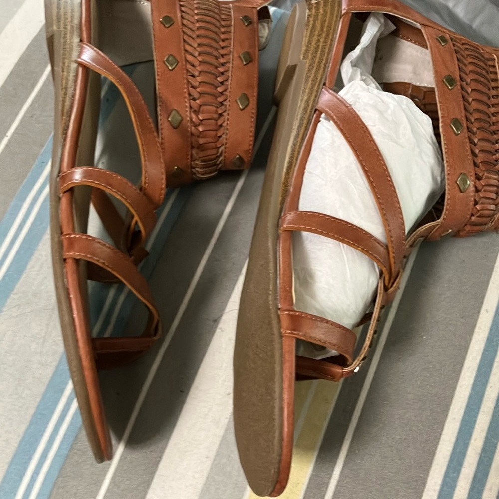 a.n.a Tan Gladiator Sandals with Braided Details - Picture 4 of 5